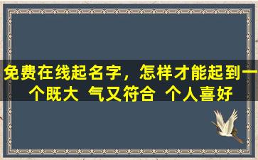免费在线起名字，怎样才能起到一个既大  气又符合  个人喜好的名字